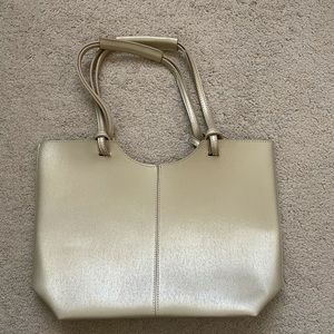 Neiman Marcus Faux Leather Gold Tote